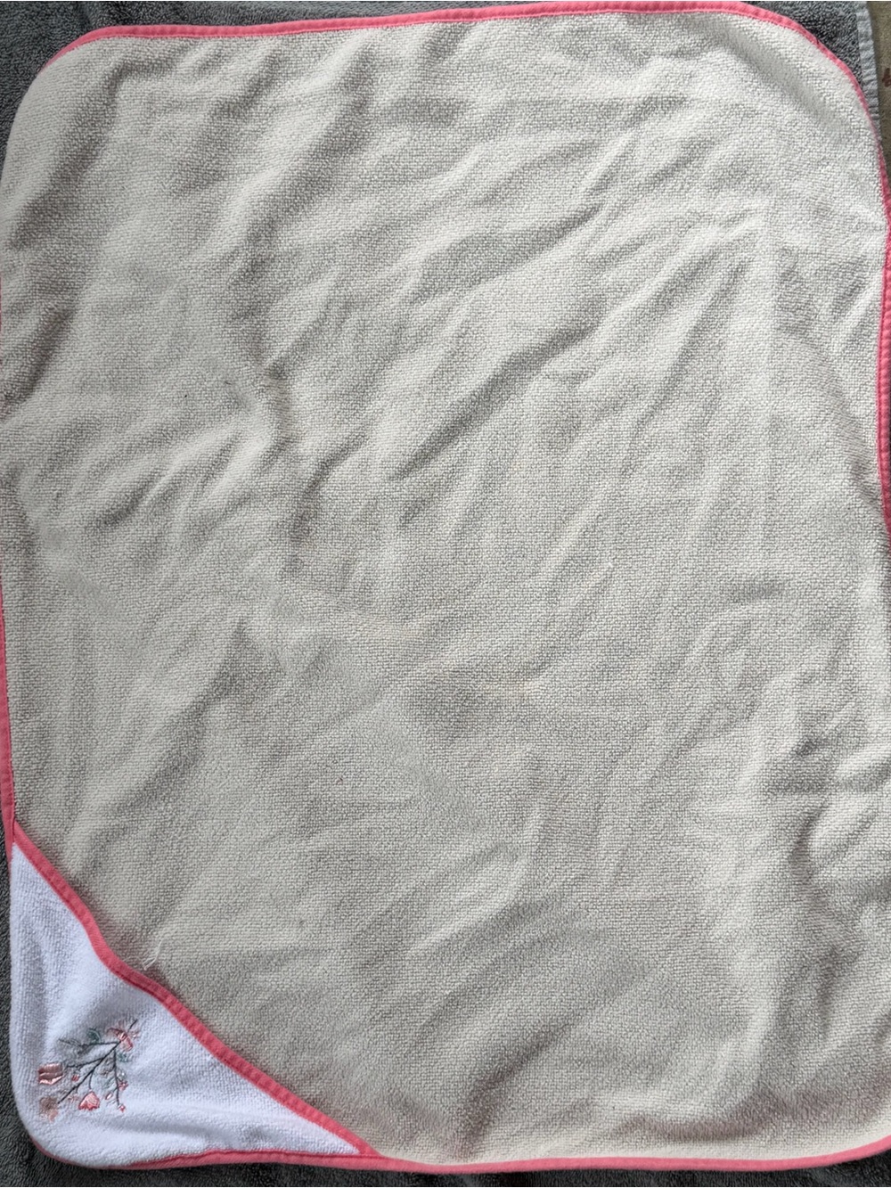 Soft Beige Baby Blanket with Pink Trim